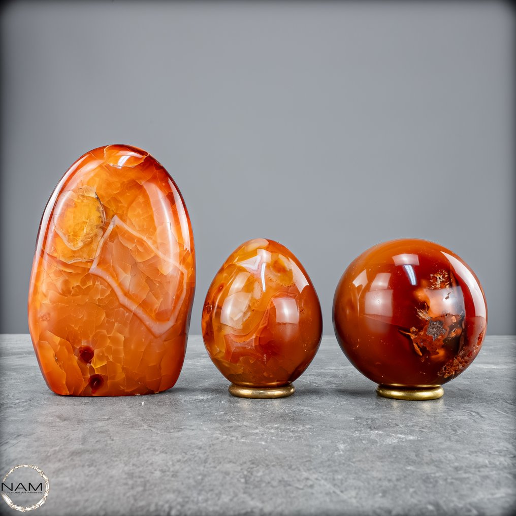 Πάθος και φωτιά Μοναδικό σετ από Carneol γεμάτο ζωτική ενέργεια.- 902.76 g - (3) #1.0