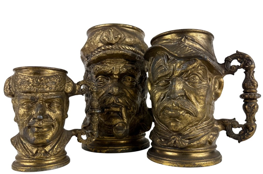 啤酒大杯 (3) - 装饰用黄铜水壶 - 鍍金黃銅 - Toby Jugs 风格 #1.0