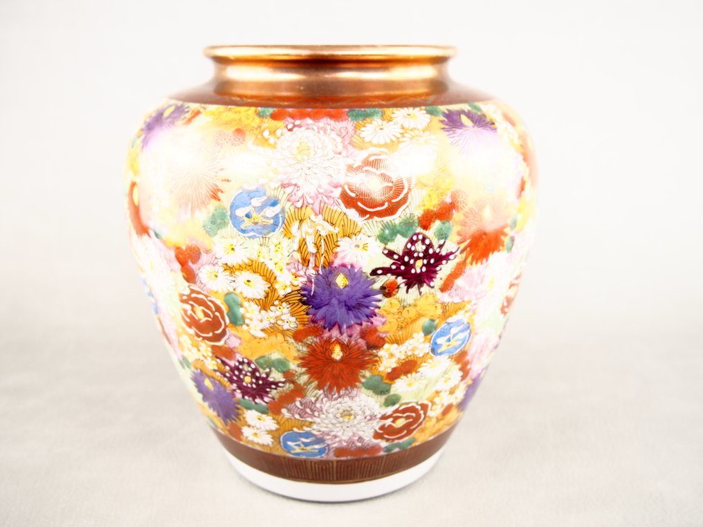 花瓶 - 瓷, 非常漂亮的花瓶，装满了小花。 - 日本 #4.3