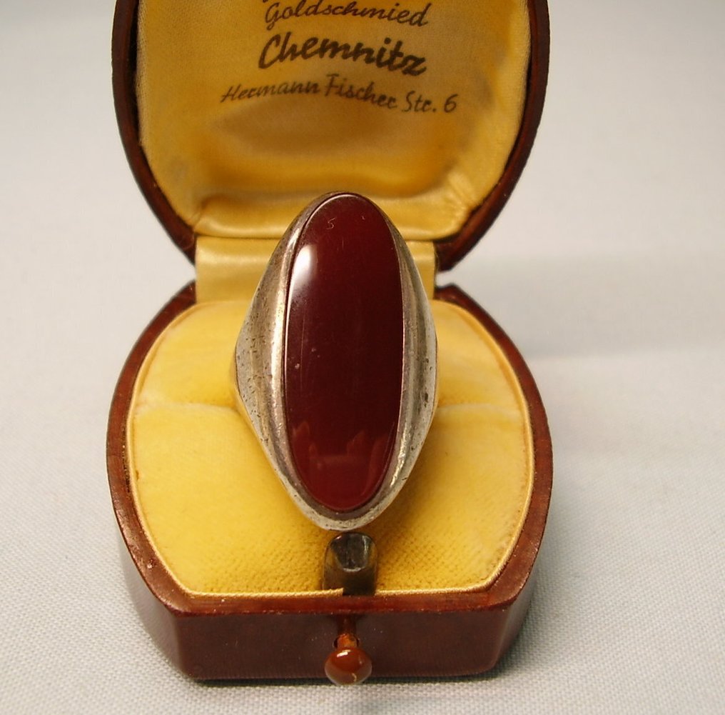 Zonder minimumprijs - Ring Zilver - 18.00ct. tw. Carneool - Massief goudsmedenwerk #1.0