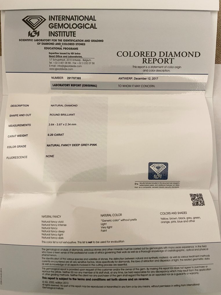 No reserve price - 2 pcs Diamond  (Natural coloured)  - 0.41 ct - Round - I1 - International Gemological Institute (IGI) - Fancy Deep Grey Pink - Fancy Greyish Pink #3.2