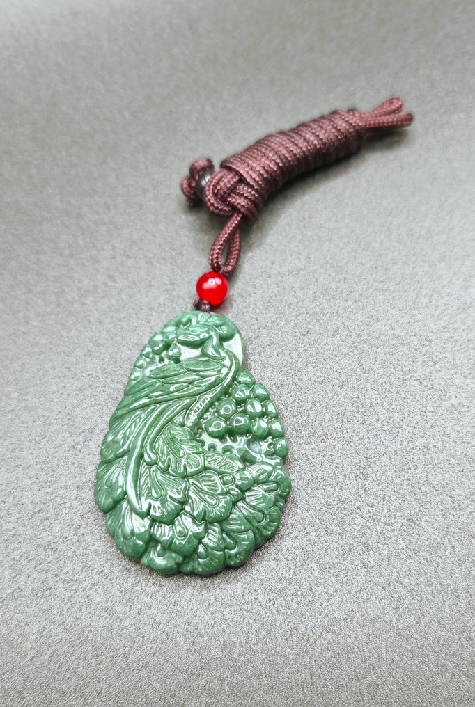 Intaglio, Phoenix - 44.26 mm - Giada di giada Feicui Phoenix certificata NGTC #2.1