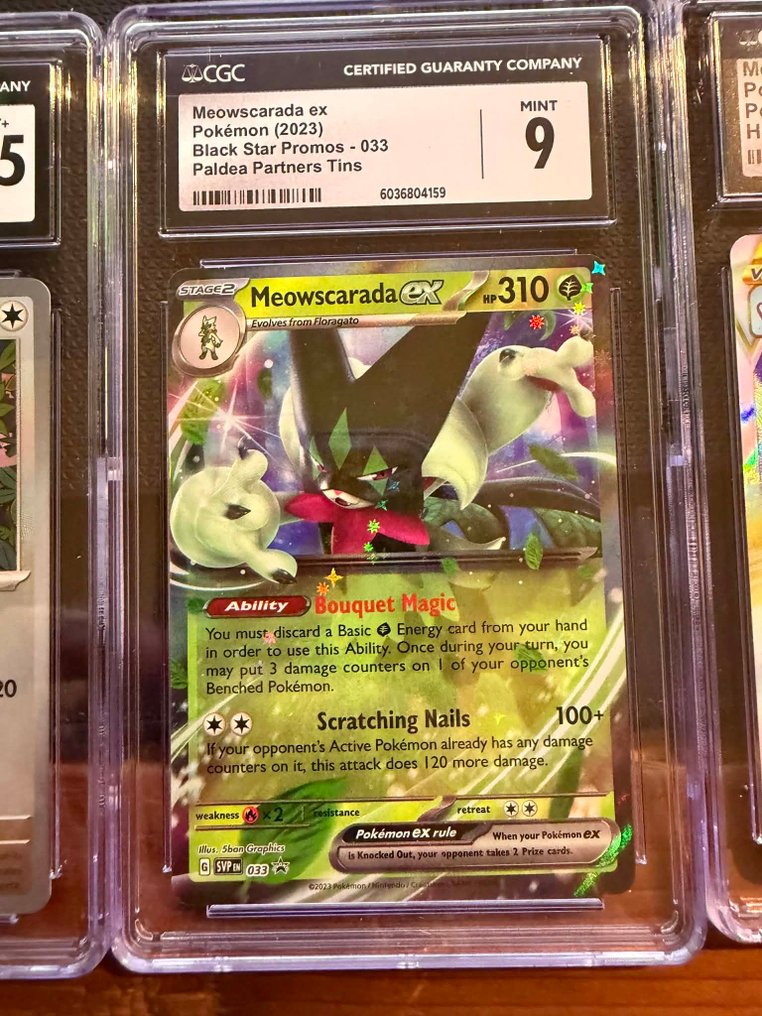 Pokémon - 4 Graded card - Noibat Master Ball Holo 9.5 CGC - Meowscarada ex 9 CGC - Mewtwo VSTAR 8.5 CGC - Pickachu 9 CGC 090/131 - 033 - 031/078 - 051/162 Limited edition - CGC - Various sets #2.1