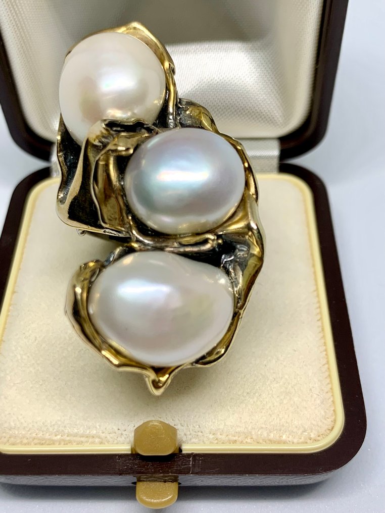 Perlă - Argint - Inel - Inel cu perle baroce #1.0