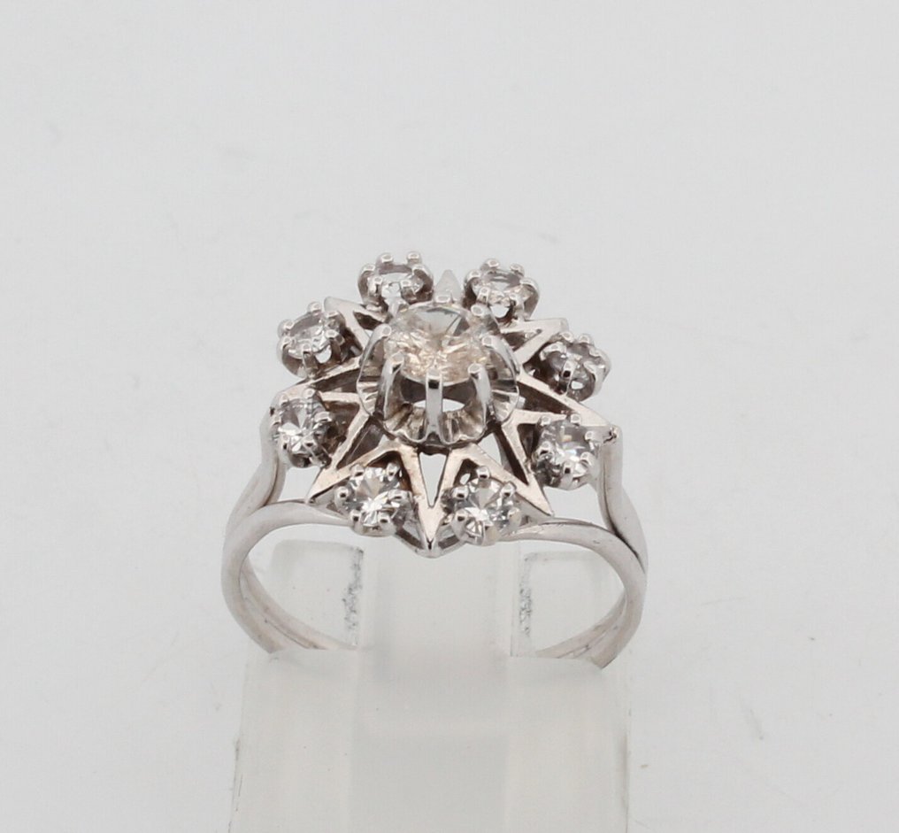 沒有保留價 - 戒指 - 18 克拉 白金 鉆石 (天然) - 鉆石 #1.0