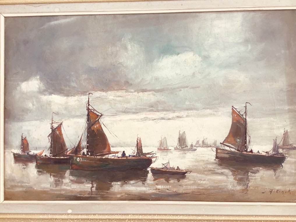 Gustave Helinck , 1884 - 1954. - Zeilboten op het water. #4.3