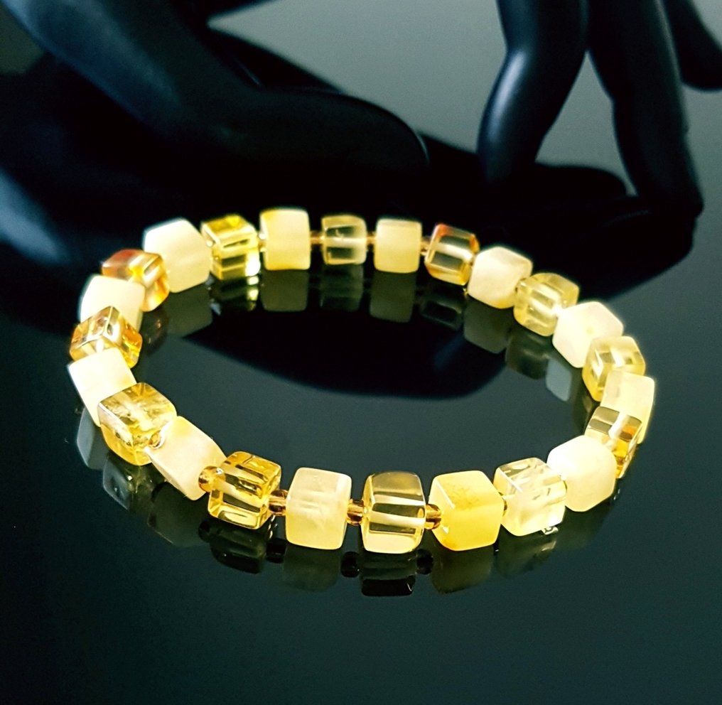 Κεχριμπάρι Φυσικό βραχιόλι με μπλετζάμπορς από Βαλτική κεχριμπάρι - κύβοι από κεχριμπάρι - unisex.- 12 g #3.2