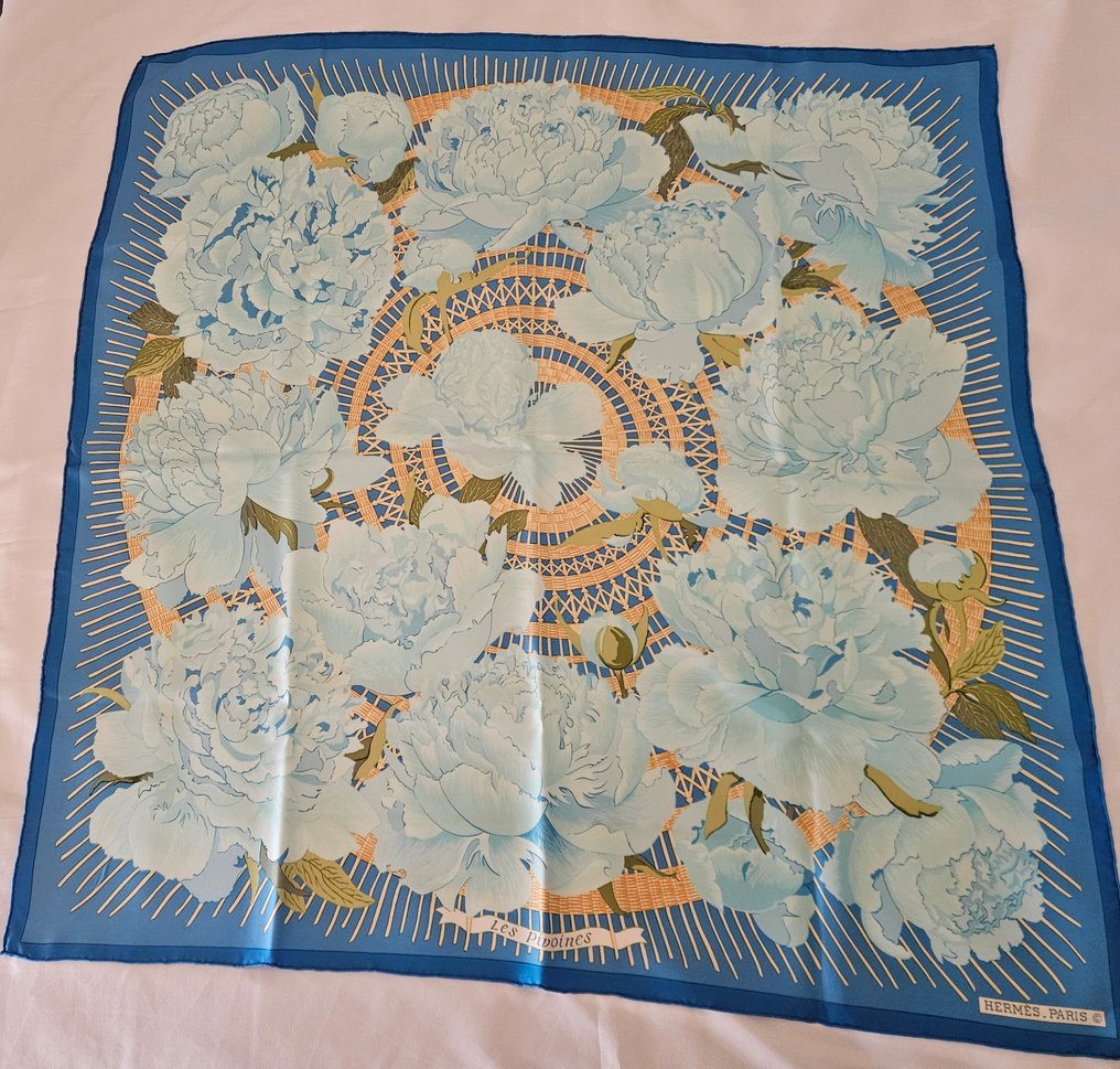 Hermès - Les pivoines - 印图开司米围巾 #1.0