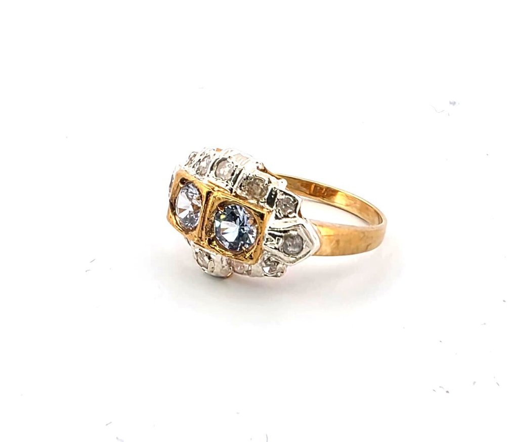 χωρίς τιμή ασφαλείας - Δαχτυλίδι - 9 kt. Ασημί, Κίτρινο χρυσό Τοπάζιο - Διαμάντι #4.3