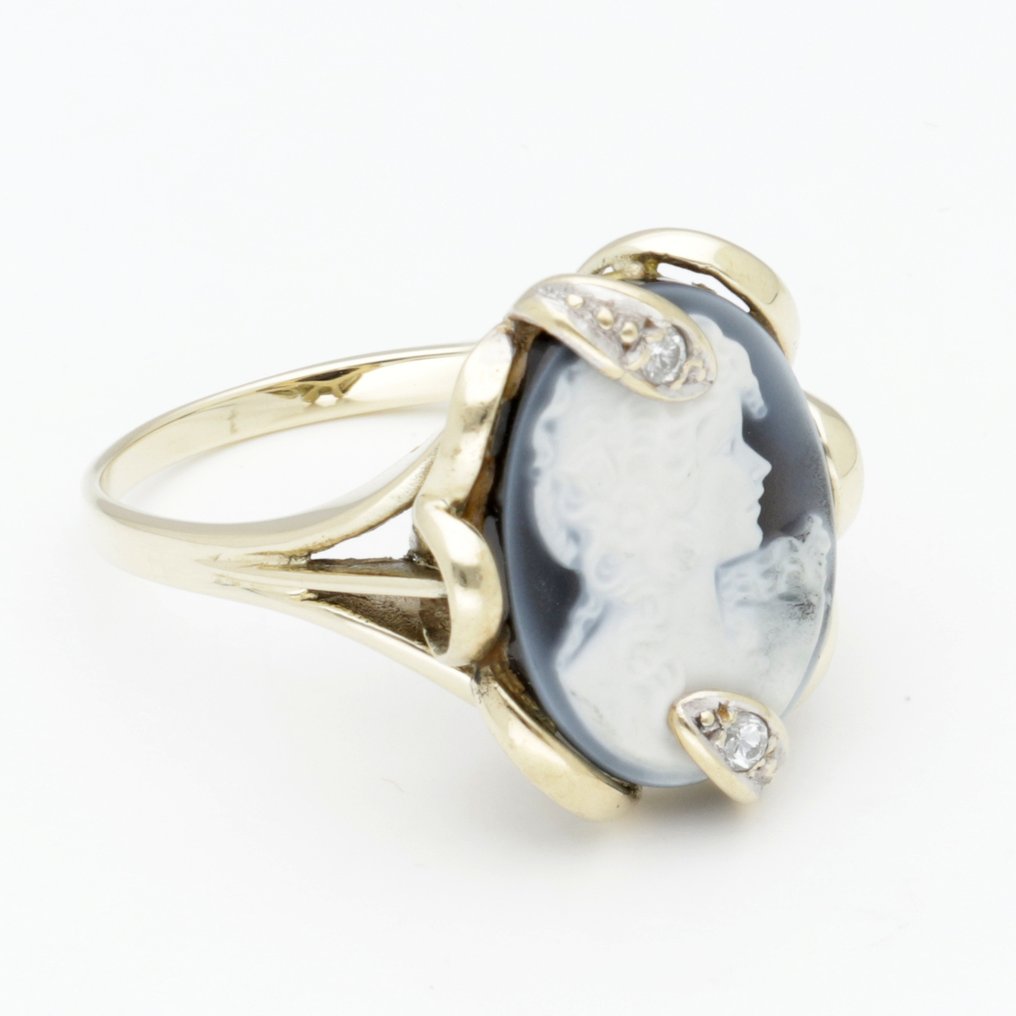 戒指 - 14 克拉 黃金 鉆石 (天然)  - Camee #4.3