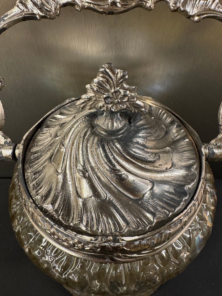 Cookie jar - Glass, Silverplated, Metal - Art Nouveau biscuit jar #2.1