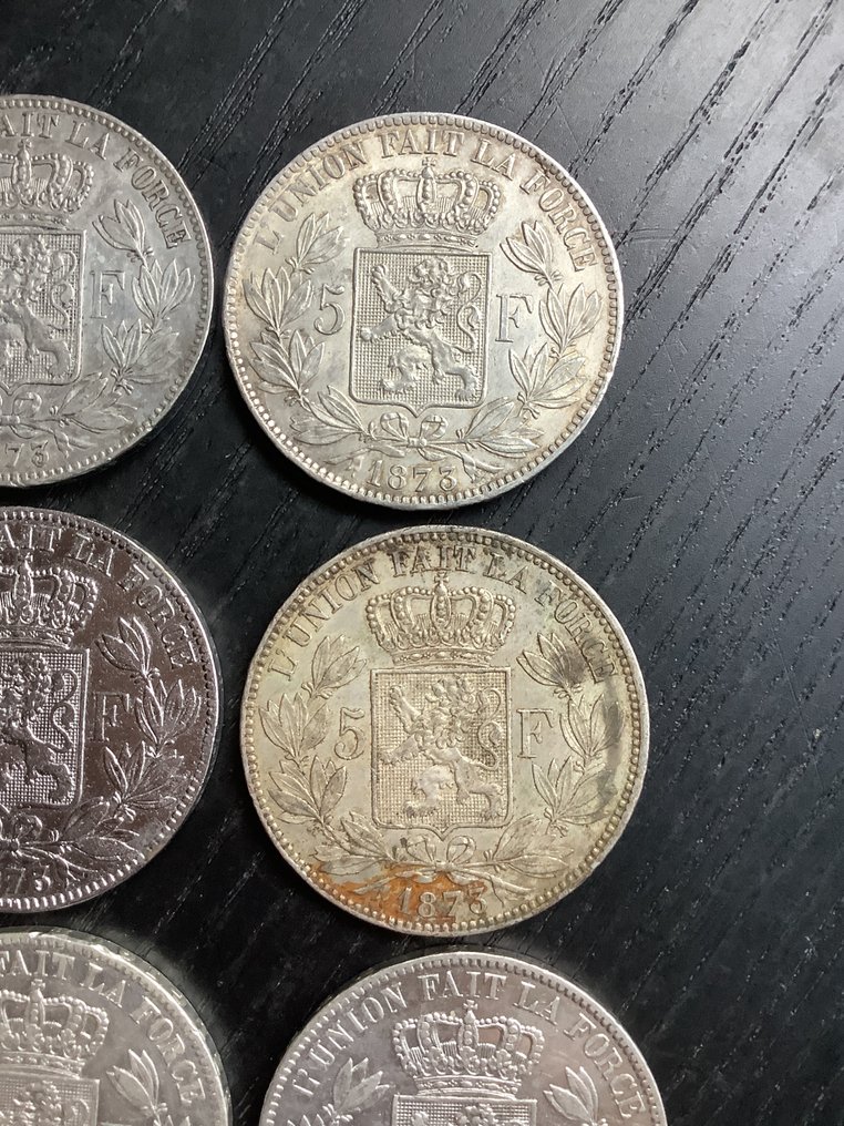 比利时. 利奥波德二世. 5 Francs 1873  (没有保留价) #2.1