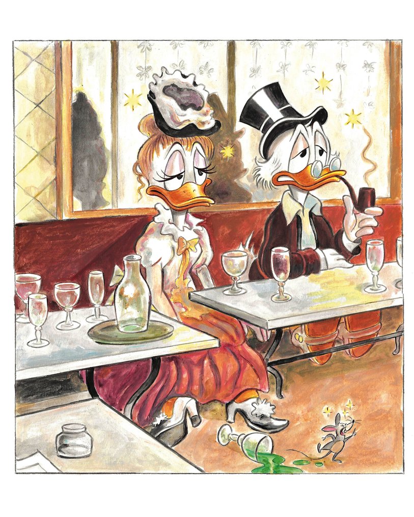 Tony Fernandez - Zio Paperone e Daisy ispirati a L’Absinthe di Edgar Degas (1876) - Artist Proof (AP) – Hand-Signed #1.0
