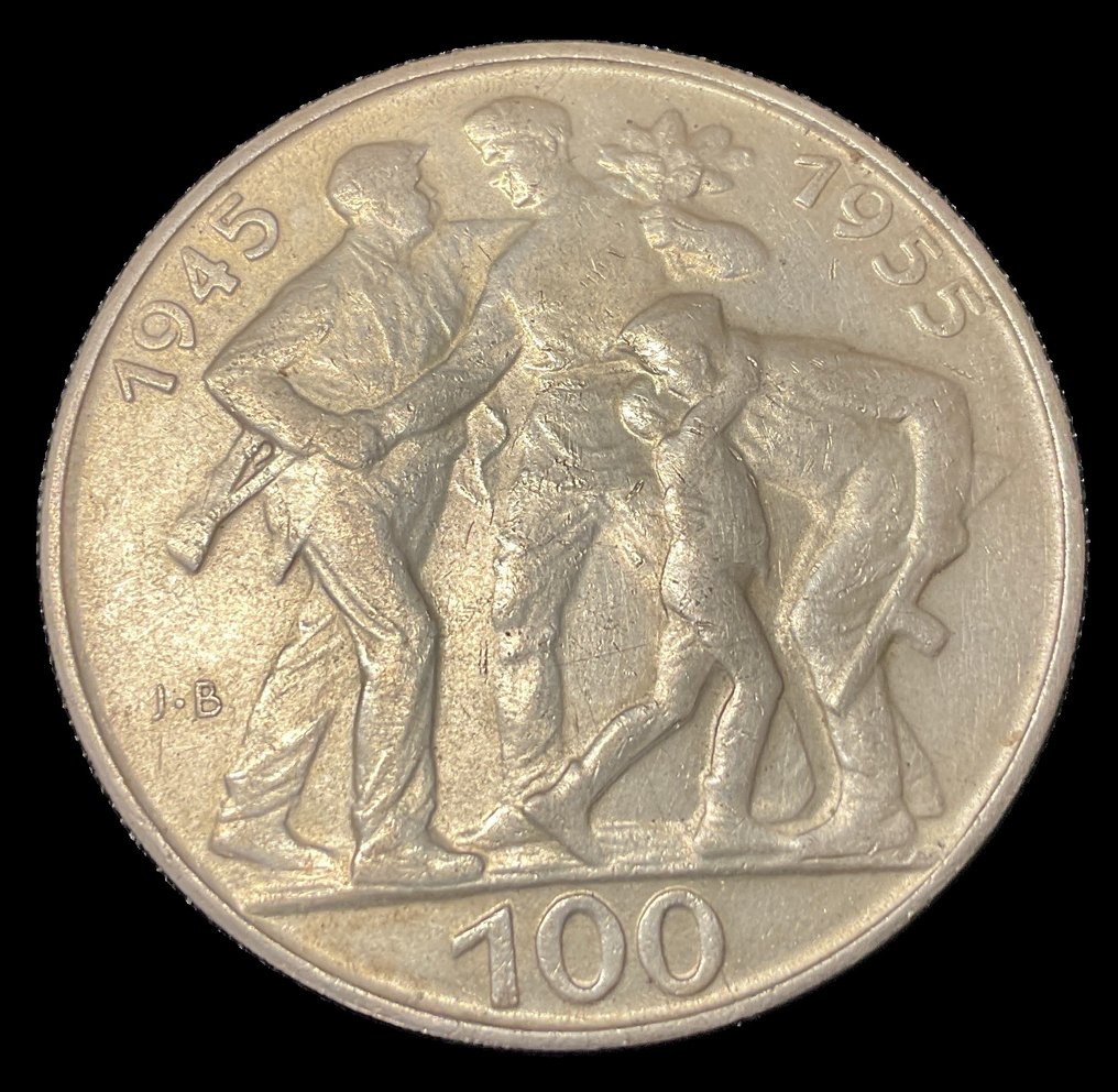 Τσεχοσλοβακία. 100 Korun 1955 / 10th Anniversary - Liberation from Germany  (χωρίς τιμή ασφαλείας) #1.0