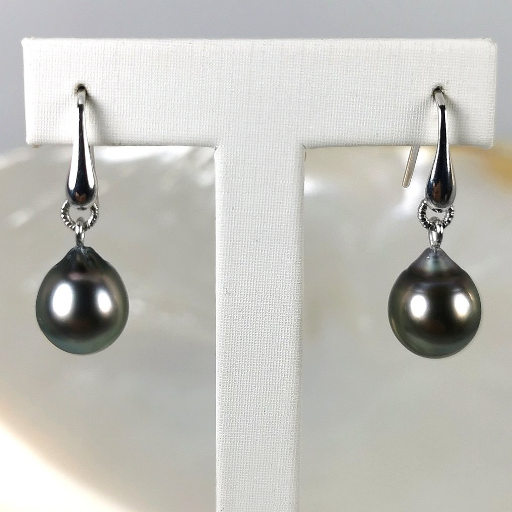 Σκουλαρίκια Ασημί Μαργαριτάρι - Tahiti drop Ø 10,5x12 mm #1.0