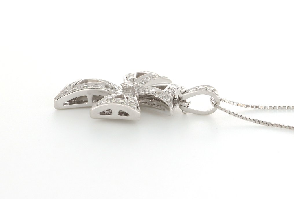 Zonder minimumprijs - Ketting met hanger - 18 karaat Witgoud - 0.75ct. tw. Diamant (Natuurlijk) #2.1