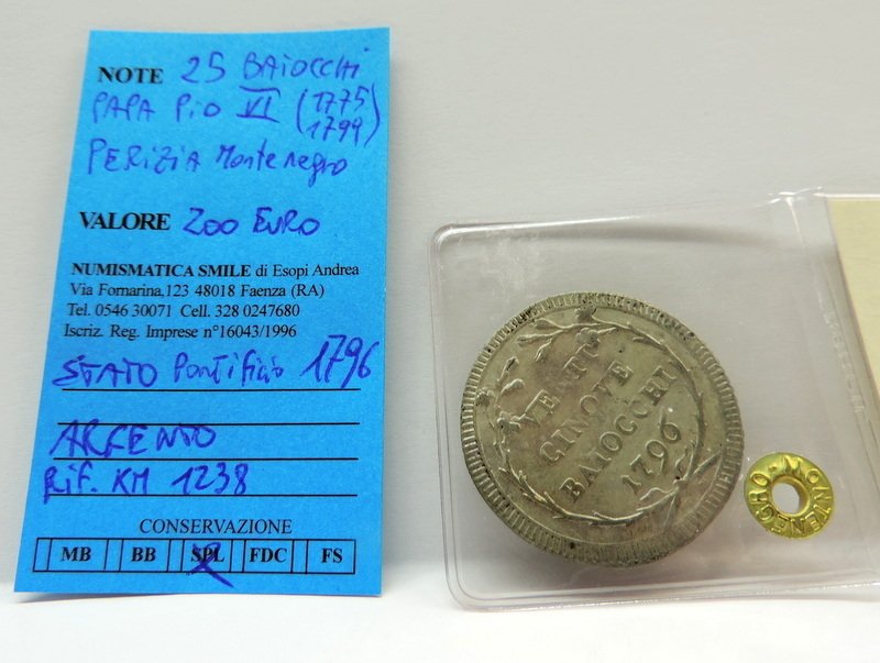 Olaszország - Pápai államok Papa Pio VI. 25 Baiocchi 1796 (Nincs minimálár) #4.3