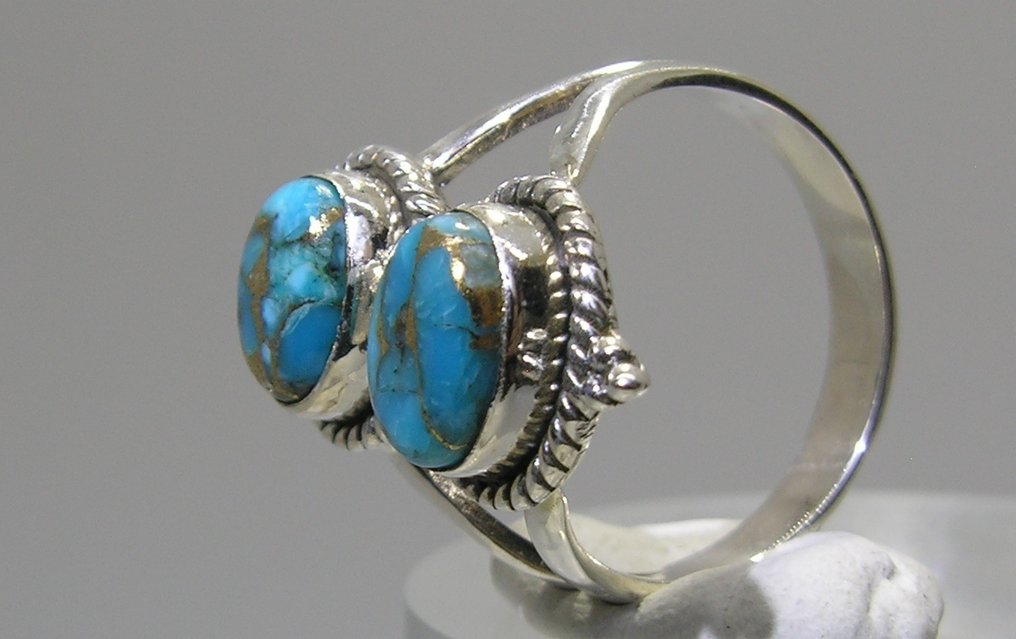 Τυρκουάζ δαχτυλίδι - Ύψος: 25 mm - Πλάτος: 20 mm- 4.68 g - (1) #4.3