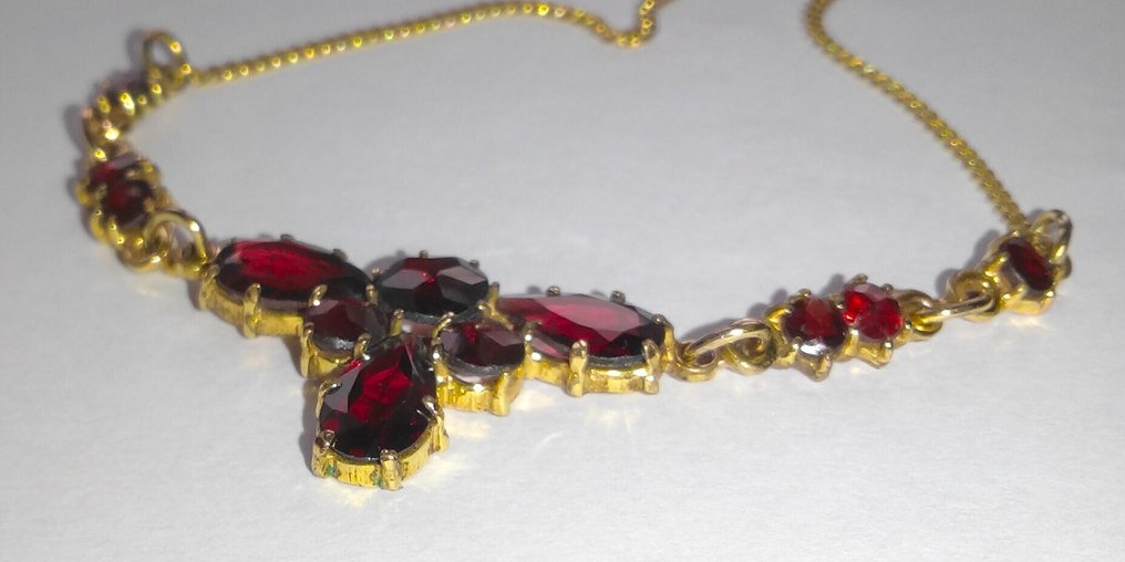 Sans prix de réserve - Collier avec pendentif 250 kt or jaune / or standard - Grenats bohèmes #3.2