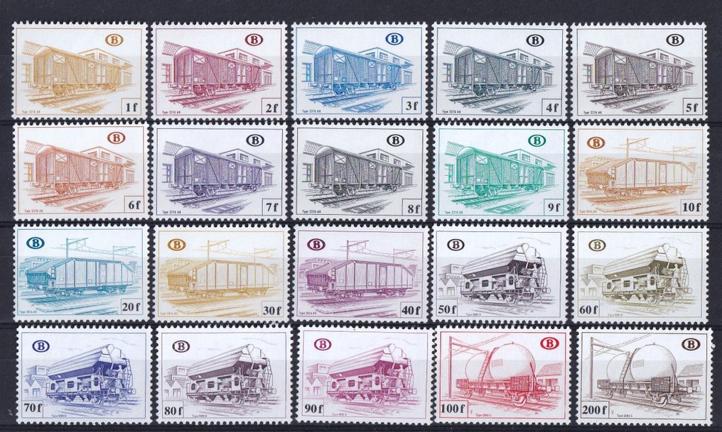 Belgien 1962/1999 - Jernbanesedler, komplette sæt - OBP/COB tussen TR367 en TR465, TRV1/12 #3.2