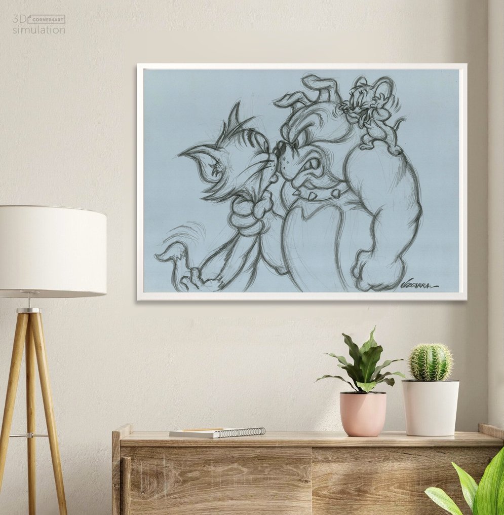 Joan Vizcarra Eredeti ceruza - Tom & Jerry vs Spike – Hand Signed #1.0