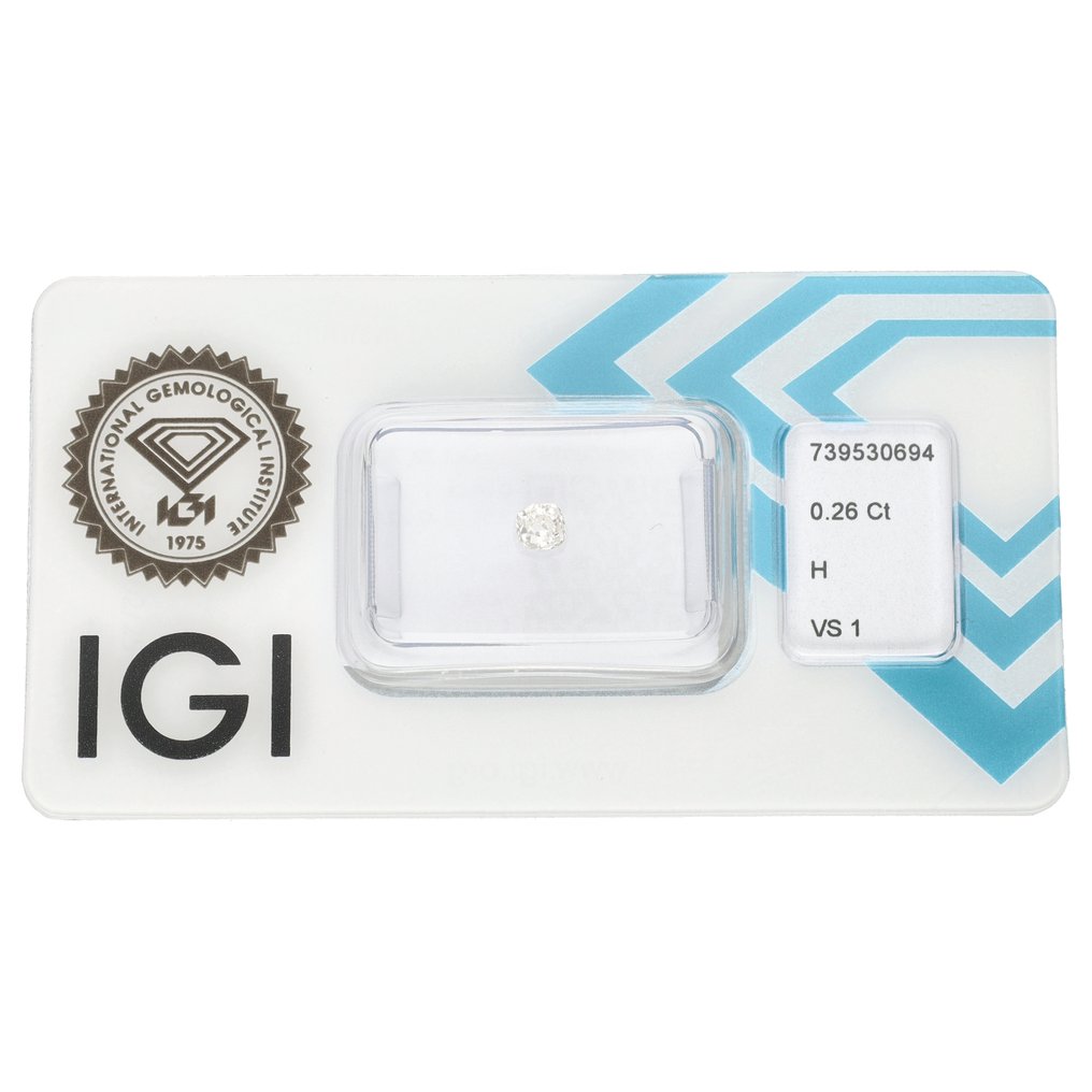 沒有保留價 - 1 pcs 鑽石 (天然) - 0.26 ct - H(次於白色的有色鑽石) - VS1 - 國際寶石學院(International Gemological Institute (IGI)) #1.0