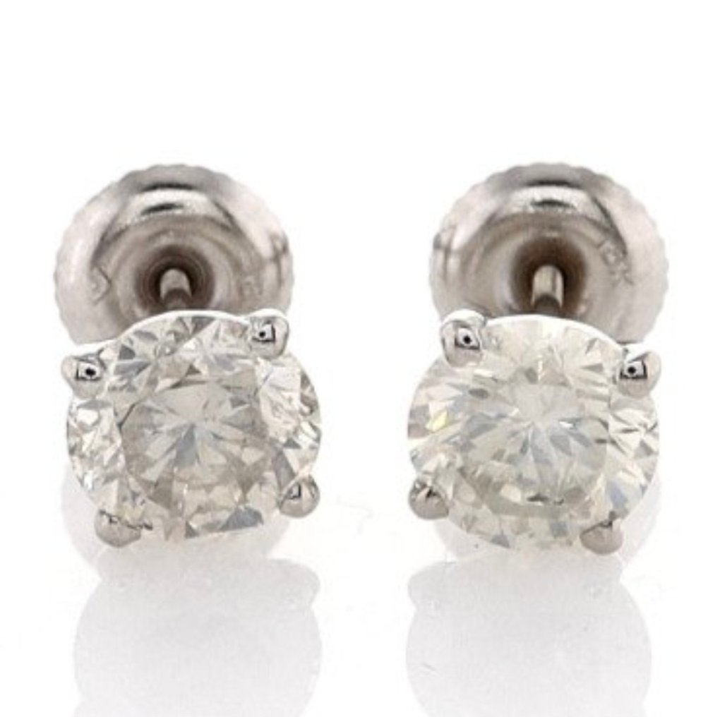 Καρφωτά σκουλαρίκια - 18 καράτια Λευκός χρυσός -  2.11ct. tw. Διαμάντι (Φυσικό) #1.0