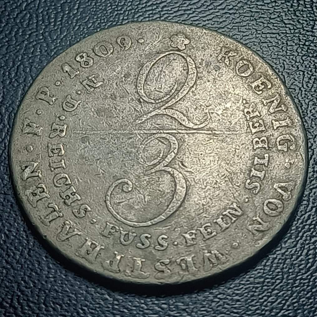 德國, 威斯特伐利亚. Jérôme Napoléon. 2/3 Thaler 1809 #2.1