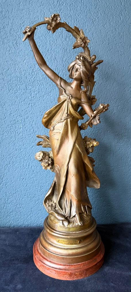 Aug. Moreau (1834 - 1917) - Skulptur, Art Nouveau statue - "Marguerite" (Med. d'Or) - 61 cm - Zamak #1.0