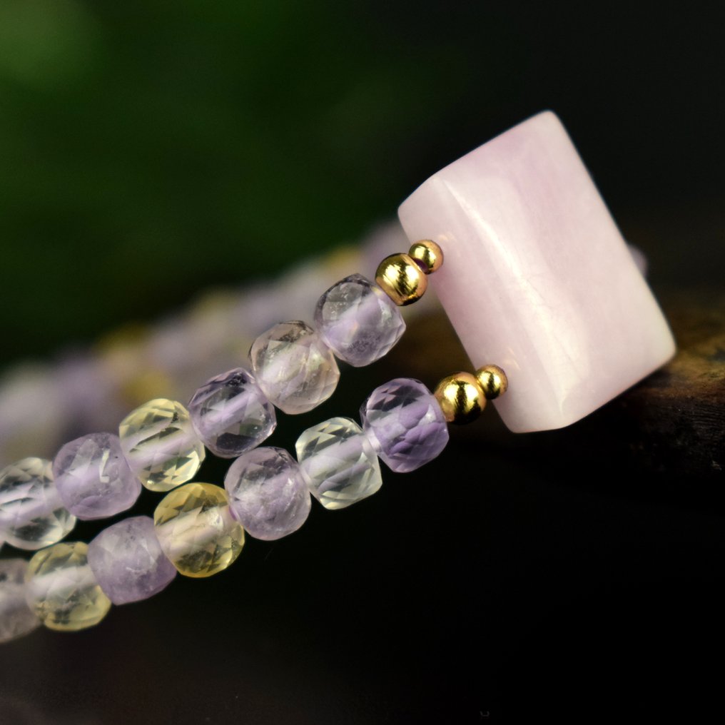 Bracciale due file ametista e kunzite - Alta qualità - Bracciale eccezionale- 14.5 g #1.0