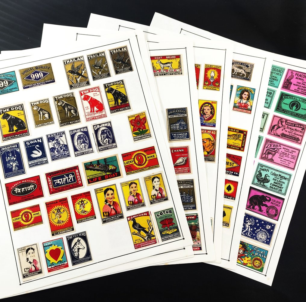 火柴盒 (300) - 印度：一批超过300个60年代的复古未展开的比赛盒和标签（状况极佳） - 纸 - 第 1 部分 #1.0