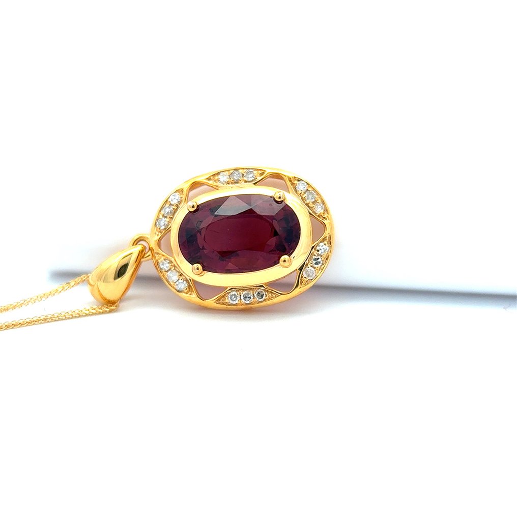 Sans prix de réserve - Collier avec pendentif - 14 carats Or jaune -  1.79ct. tw. Tourmaline - Diamant #1.0