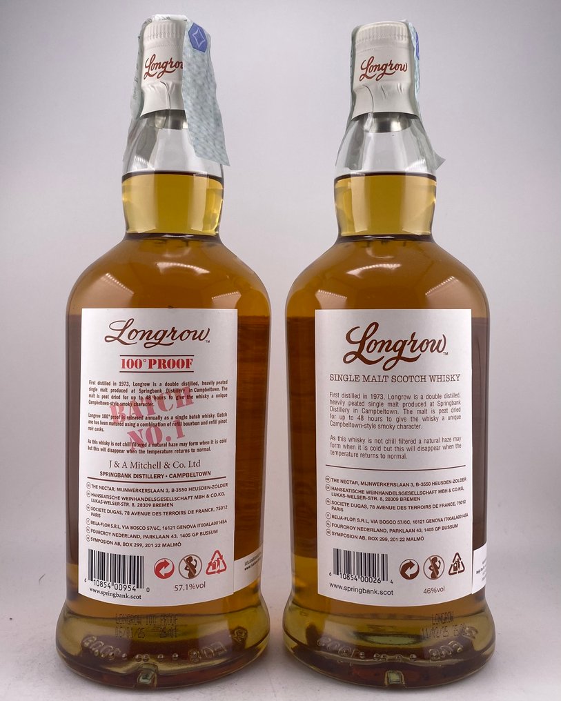 Longrow - 100 Proof Batch No. 1 & Peated  - b. 2025  - 70 cl - 2 flaskor #1.0