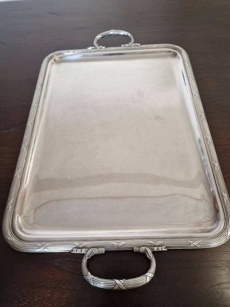 Christofle - Serving tray - Silverplated - Reed & Ribbon, 37 × 58 cm #1.0