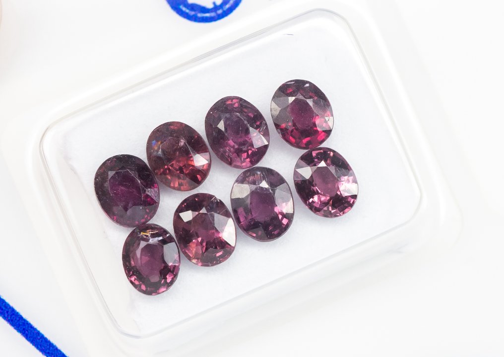 沒有保留價 - 8 pcs  尖晶石  - 3.28 ct - Antwerp Laboratory for Gemstone Testing (ALGT) - 深紫粉色 #1.0