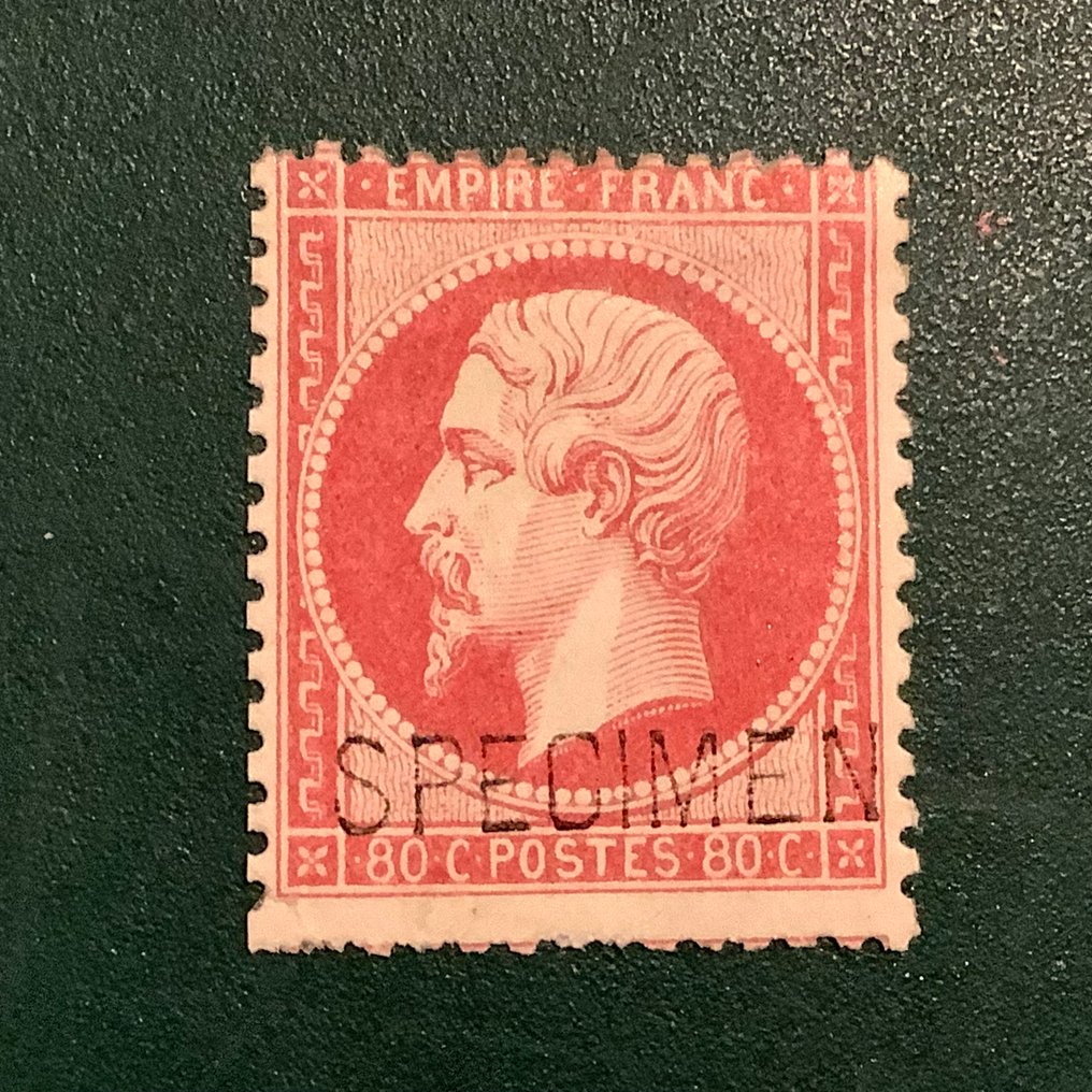 法国 1862 - 80美分拿破仑Dentelez带印花标本 - Yvert 24d #1.0