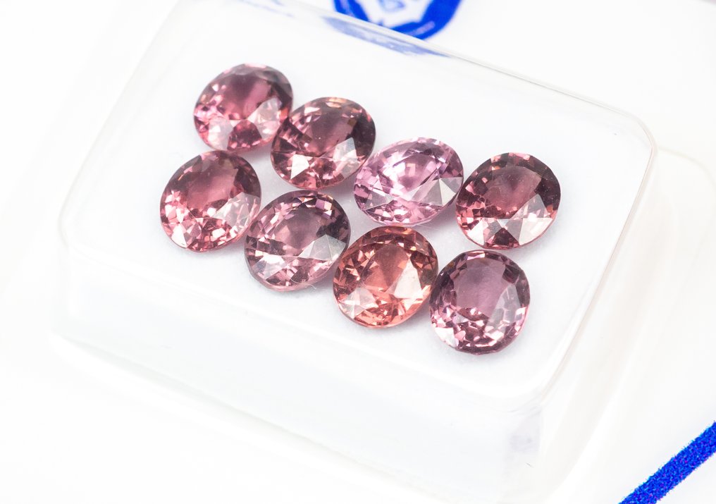 没有保留价 - 8 pcs  尖晶石  - 3.49 ct - 安特卫普宝石检测实验室（ALGT） - 强烈鲜明的橙粉色 #1.0