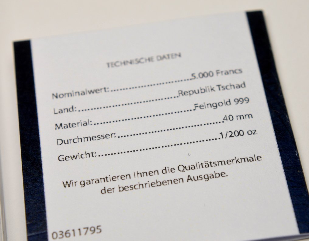 Tchad. 5000 Francs 2024 Franz Joseph I 100 Kronen - 1/200oz (.999) (Ingen mindstepris) #4.3
