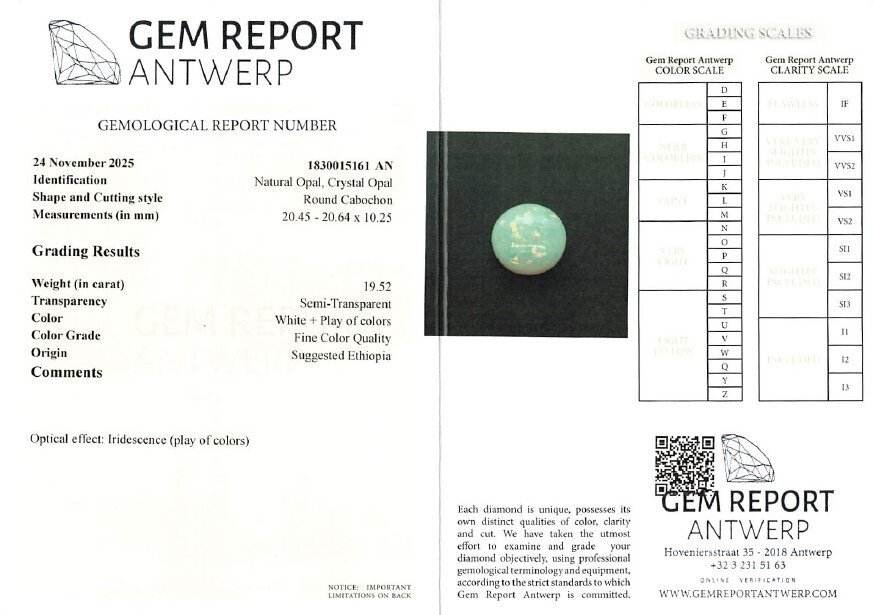 沒有保留價 蛋白石  - 19.52 ct - Gem Report Antwerp (GRA) - 变色效果 #4.3
