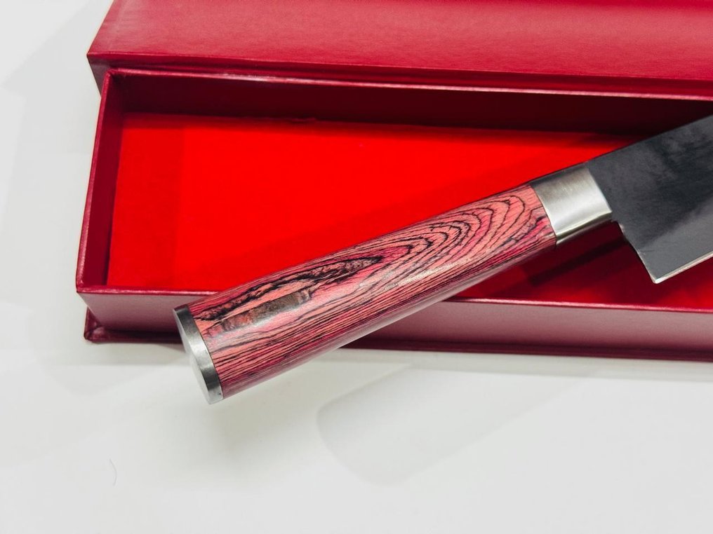 Μαχαίρι κουζίνας - Ιαπωνικό μαχαίρι σερβιρίσματος (097) - Ατσάλι λιγότερο από ατσάλι, χειρολαβή από εξωτικά ξύλα με κουτί. - Ιαπωνία - Ιαπωνικό μαχαίρι σερβιρίσματος #4.3