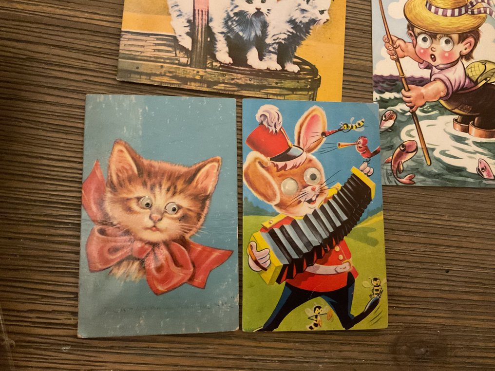 荷兰 - 儿童卡片，带声音的动物卡片，配有会动的眼睛。 - 幻想 - 明信片 (90) - 1902-1963 #1.0