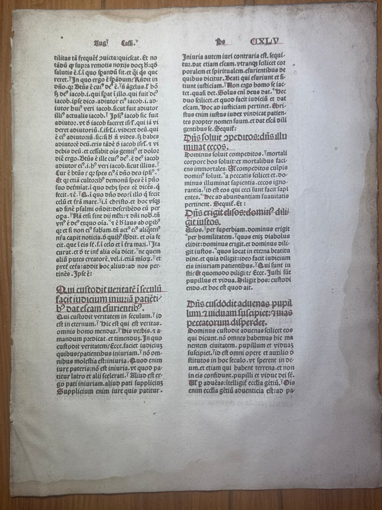 Johann Sensenschmidt und Andreas Frisner Nürnberg am 12. Februar 1478 - 1 Blatt Inkunabel Petri Lombardi glossa, quae magistralis dicitur... Schöne Rubrizierung Rare! - 1478 #2.1