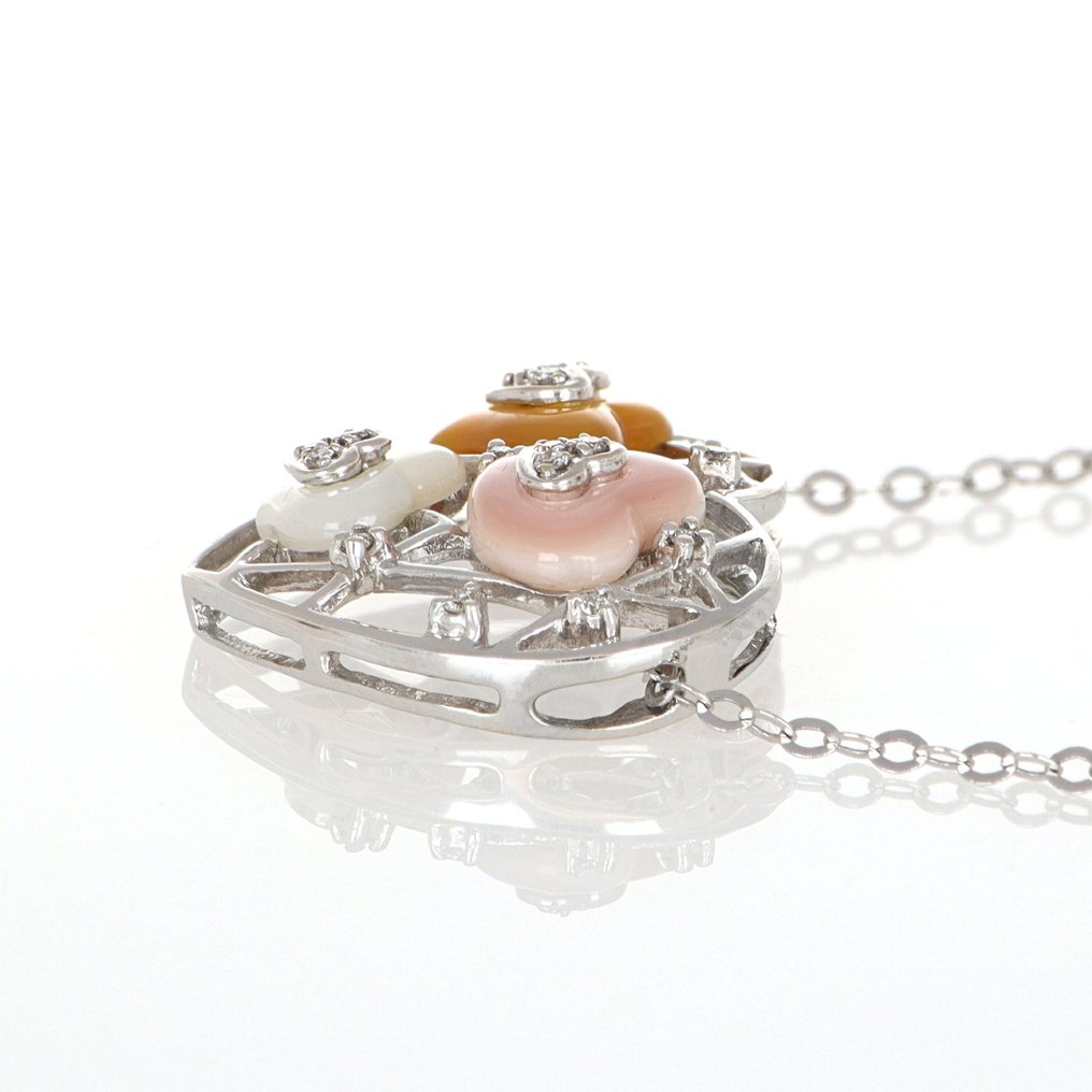 没有保留价 - 吊坠项链 - 18K包金 白金 钻石 (天然) #2.1