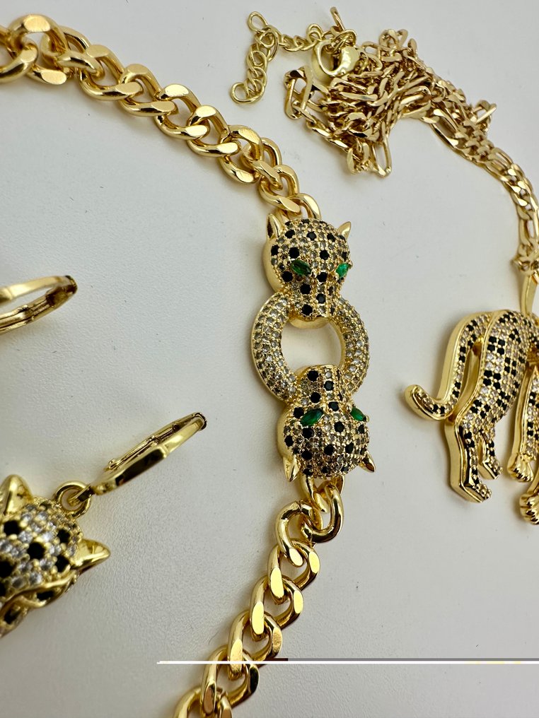 Verguld, Panthera-geïnspireerde parure – goudkleurig met pavé-kristallen - Parure #1.0