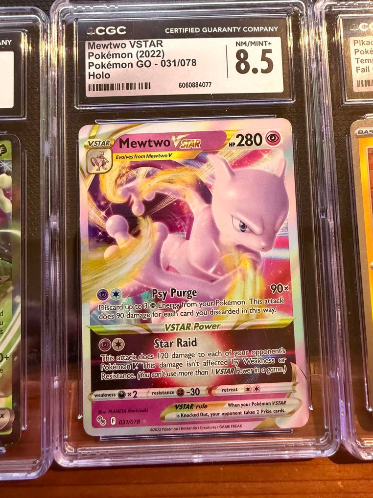Pokémon - 4 Graded card - Noibat Master Ball Holo 9.5 CGC - Meowscarada ex 9 CGC - Mewtwo VSTAR 8.5 CGC - Pickachu 9 CGC 090/131 - 033 - 031/078 - 051/162 Limited edition - CGC - Various sets #3.2