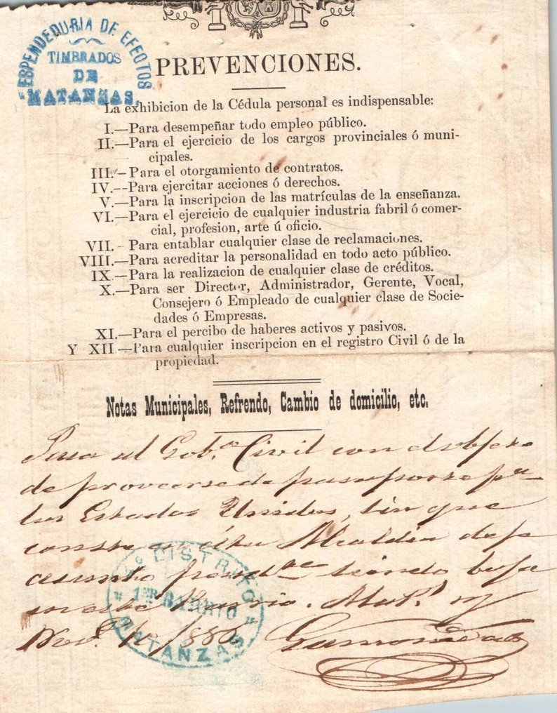 2x Spain Colony Cedula Personal ID Documents - 2x Spain Colony Cedula Personal ID Documents 1885 - 1885 #2.1