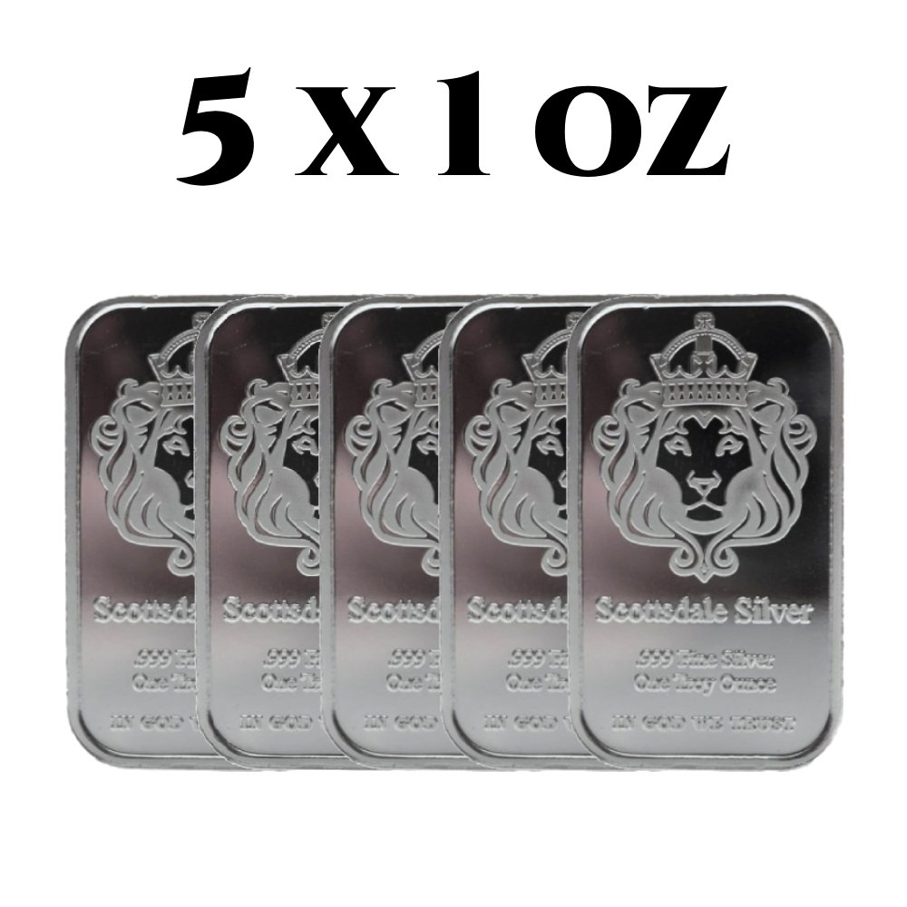 5 Troy Ounce - 銀 .999 - 5 x 1 oz Scottsdale "The One" 999 Fine Silver Bar #1.0
