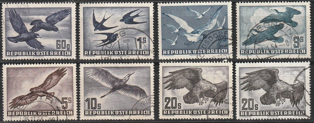 奧地利 1950/1953 - 全民公投系列鸟类 - Michel 952-954 e.a. #2.1