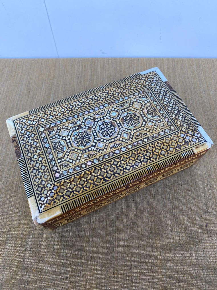4x κουτί μωσαϊκού - Ξύλο, Μητέρα του μαργαριταριού - Αίγυπτος - Late 20th century #2.1