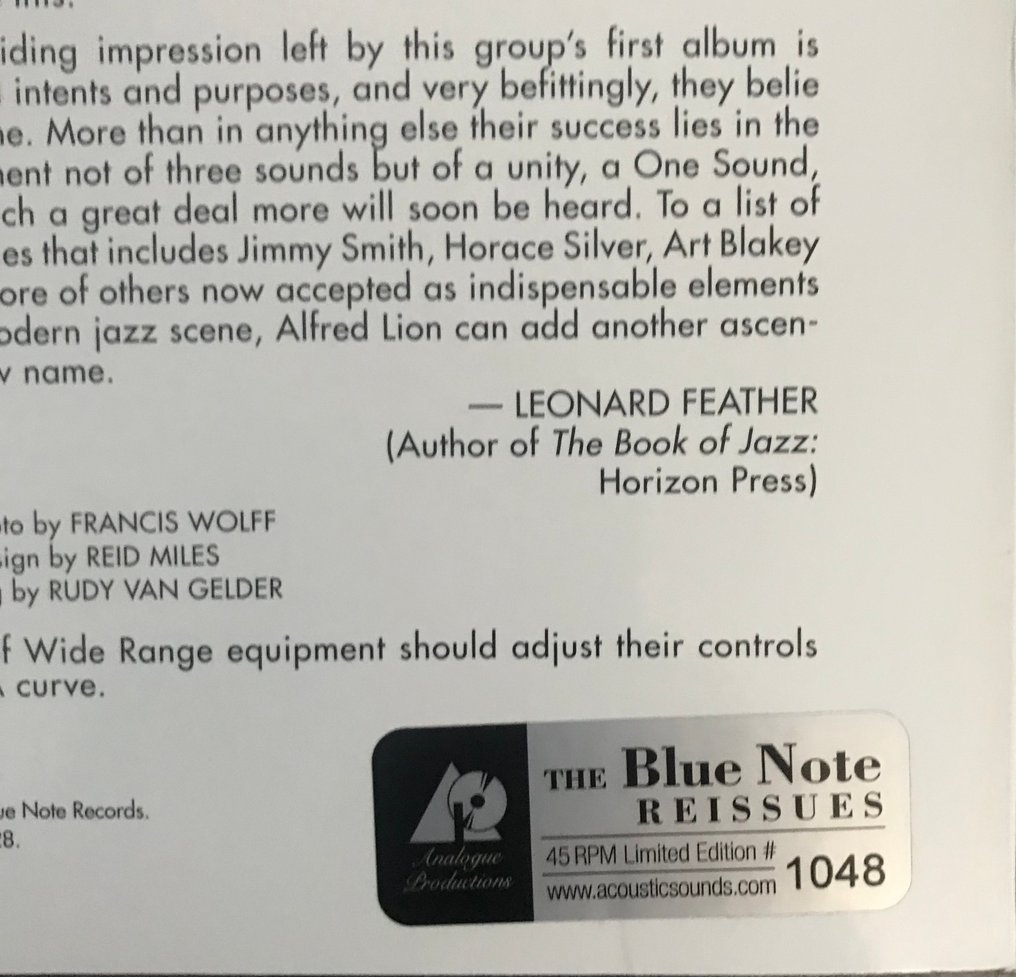 The Three Sounds - The 3 Sounds - Δίσκος βινυλίου - Stereo - 2010 #2.1